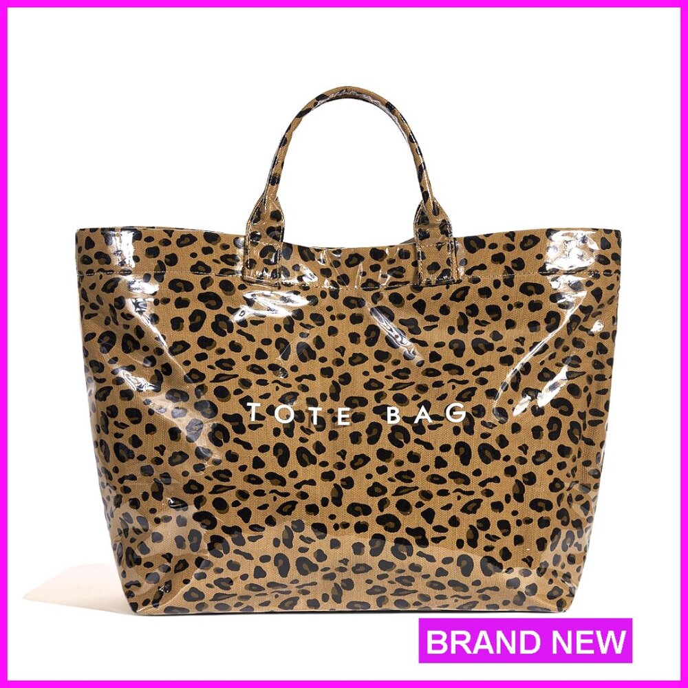 Large Pvc Tote Bag With Letters Print, Hobo Handbag For Work And Beach